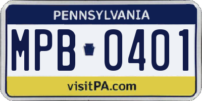 PA license plate MPB0401
