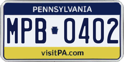 PA license plate MPB0402
