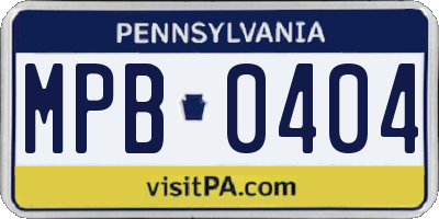PA license plate MPB0404
