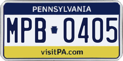 PA license plate MPB0405