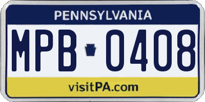 PA license plate MPB0408