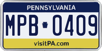 PA license plate MPB0409