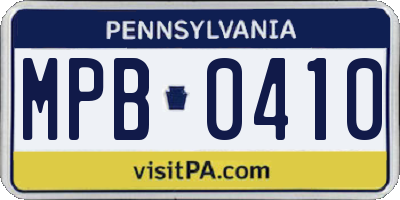 PA license plate MPB0410