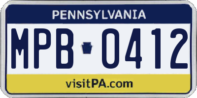 PA license plate MPB0412
