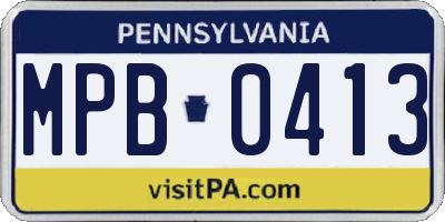 PA license plate MPB0413