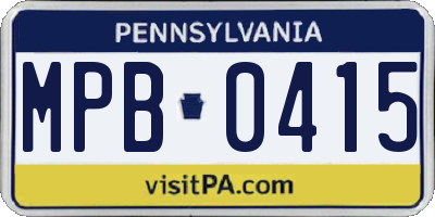 PA license plate MPB0415