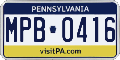 PA license plate MPB0416