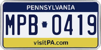PA license plate MPB0419