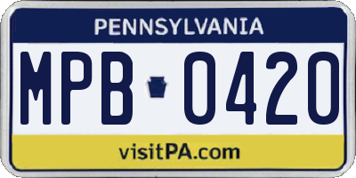 PA license plate MPB0420