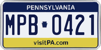 PA license plate MPB0421