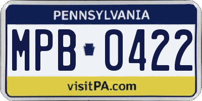 PA license plate MPB0422