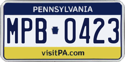 PA license plate MPB0423