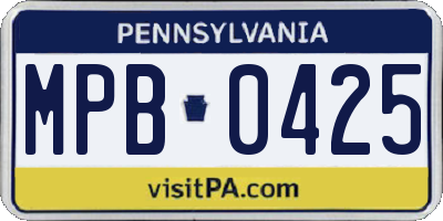 PA license plate MPB0425