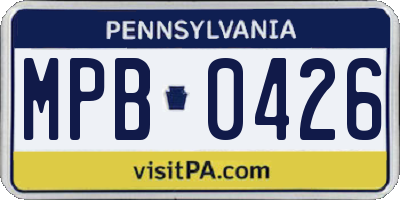 PA license plate MPB0426