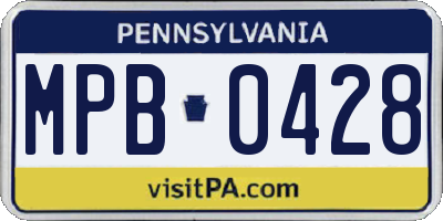 PA license plate MPB0428