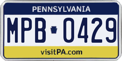 PA license plate MPB0429