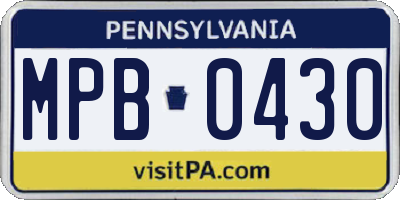 PA license plate MPB0430