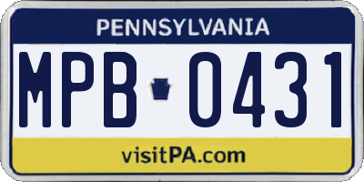 PA license plate MPB0431