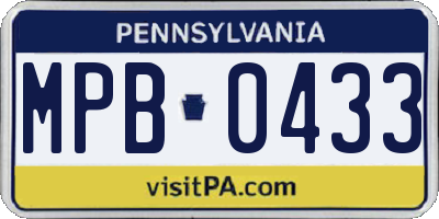 PA license plate MPB0433