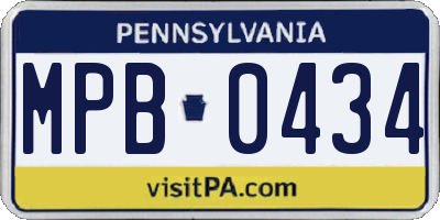 PA license plate MPB0434