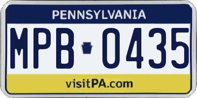 PA license plate MPB0435
