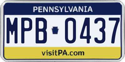 PA license plate MPB0437