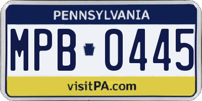 PA license plate MPB0445