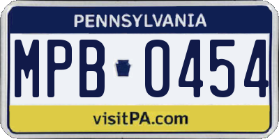 PA license plate MPB0454