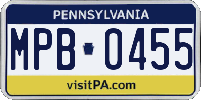 PA license plate MPB0455