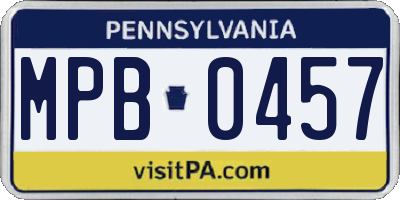 PA license plate MPB0457