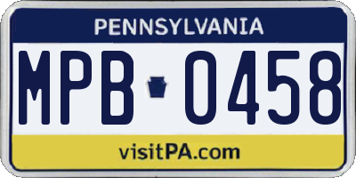 PA license plate MPB0458