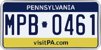 PA license plate MPB0461