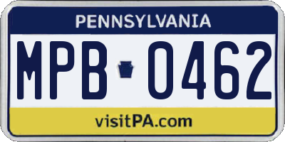 PA license plate MPB0462