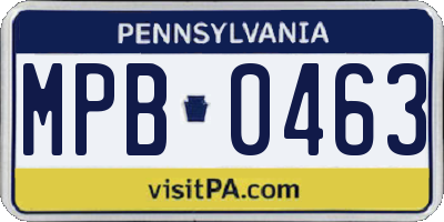 PA license plate MPB0463