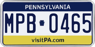 PA license plate MPB0465