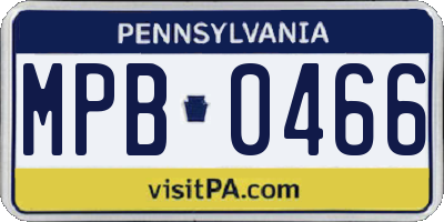 PA license plate MPB0466