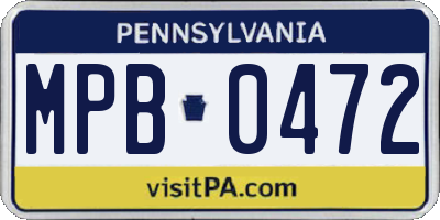 PA license plate MPB0472
