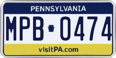 PA license plate MPB0474