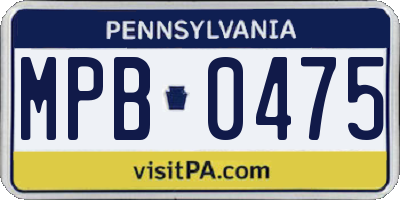 PA license plate MPB0475