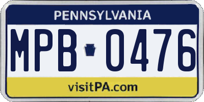 PA license plate MPB0476