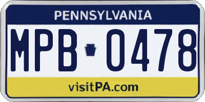 PA license plate MPB0478