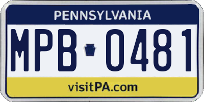 PA license plate MPB0481