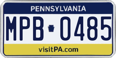 PA license plate MPB0485