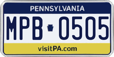 PA license plate MPB0505