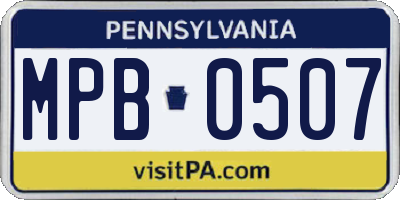 PA license plate MPB0507