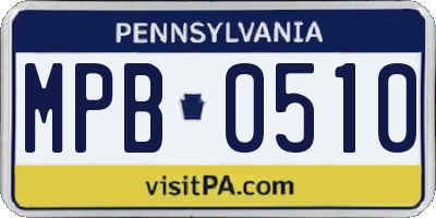 PA license plate MPB0510