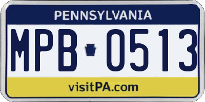 PA license plate MPB0513