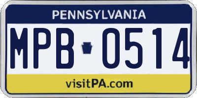 PA license plate MPB0514