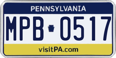 PA license plate MPB0517