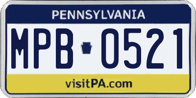 PA license plate MPB0521